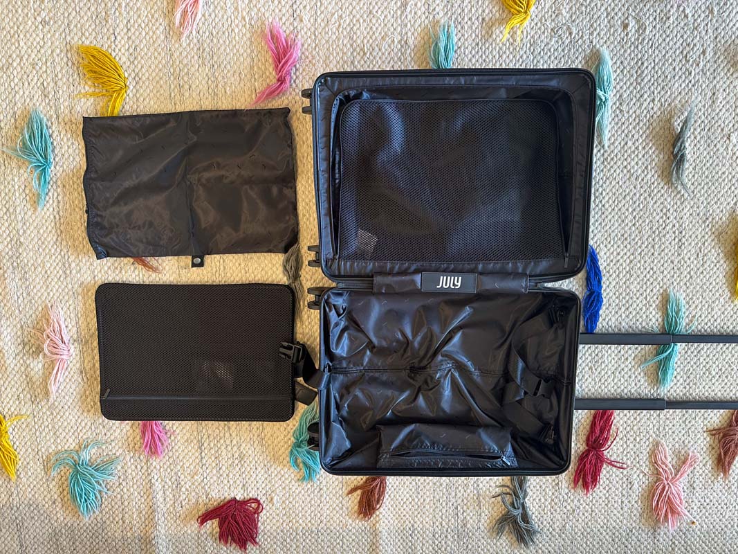 July Carry-on Pro Open and with Laundry Bag and Document Holder