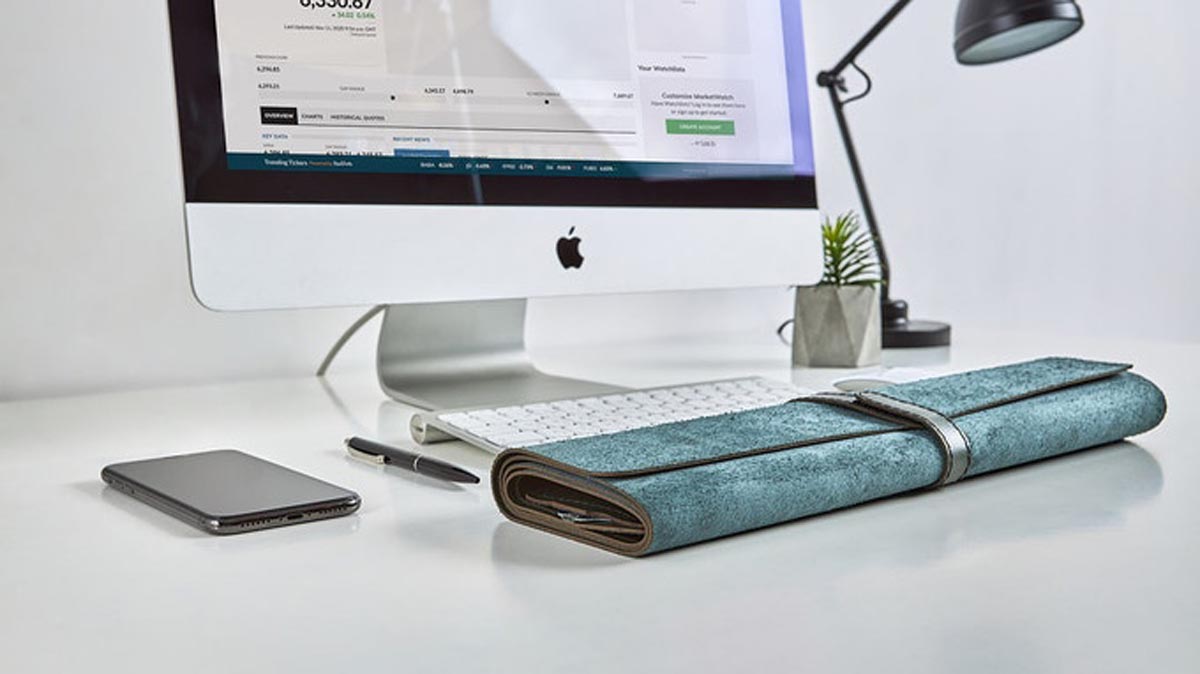 LeMat Wireless Charging Leather Desk Pad Folded
