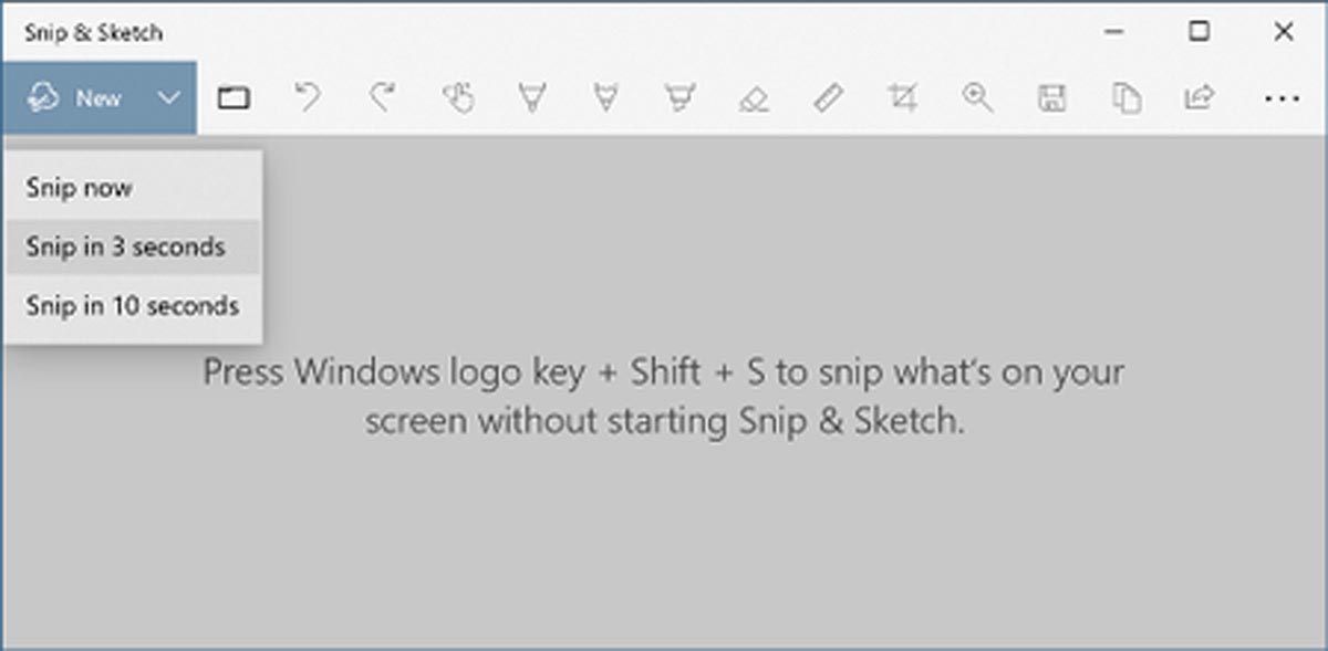 Snip & Sketch Tool different options